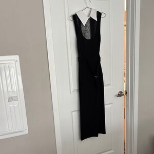 Elegant Black Dress with White Collar